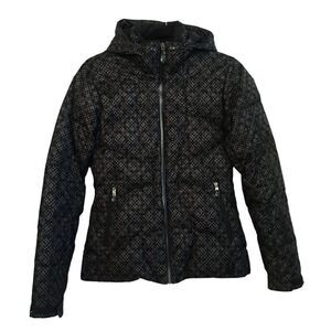 Spyder Boys Hooded Jacket Size 4 Black Patterned Insulated Winter Coat